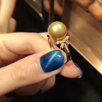DIY珍珠配件 925銀 天然珍珠戒指空托 蝴蝶結款 配8-10mm圓扁珠