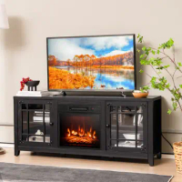 Fireplace TV Stand for 65 Inches TV w/ 18" Electric Fireplace Adjustable Shelves，Create a warm and inviting atmosphere