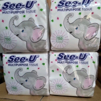 Tissue SEE-U paket isi 10 pack Pop Up Gajah  / Tissue Multipurpose / Tisu Meja Makan / Tissue kotak 