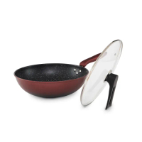 【AMERCOOK】MARBLE32cm麥飯石不沾深炒鍋附蓋AC-0832D(煎鍋/炒鍋/不挑爐具/不粘鍋/麥飯石)
