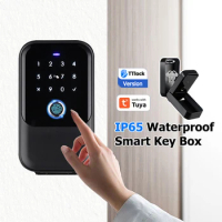 Smart Key Box Waterproof Tuya Ttlock Fingerprint Bluetooth Wifi Digital Security Lockbox APP Remote Access Airbnb Door Lock Box