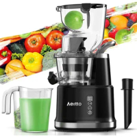 Aeitto Cold Press Juicer, Whole Vertical , Slow Masticating Machines, with Big Wide 83mm Chute, Cold Press BPA-Free, Black