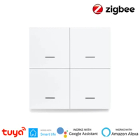 Tuya Smart ZigBee Scene Switch 4 gang 12 Scene Switch Push Button Smart Life Controller Works with 2MQTT and ZigBee Gateway