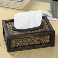 竹編紙巾盒客廳家用泰國實木 東南亞風格酒店長方形紙抽盒