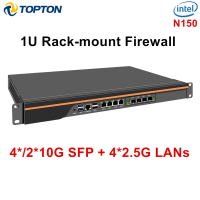 Topton 1U Rack-mount FirewallPC Intel i3 N305 N150 4*/2*10G SFP+ 4*i226-V 2.5G LAN Enterprise Server