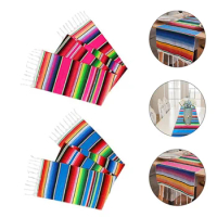 2 Pcs Mexican Blanket Dining Table Runners Dresser Decor Serape Cover Cloth for American Country