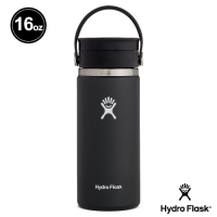 Hydro Flask 官方直營 16oz/473ml 寬口旋轉咖啡蓋保溫瓶 時尚黑