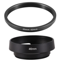 1pcs 55mm-52mm Step Down Ring Adapter &amp; 1pcs Black 46mm Metal Lens Hood for 25mm F1.4 35mm F1.6 50mm F1.8 Mirrorless