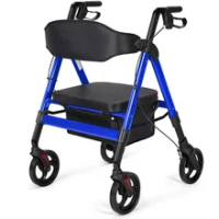 Super Light Rollator Lightweight Aluminum Loop Brake Folding Walker Adult W/height Adjustable Seat By Legs And Arms