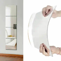 3D Acrylic Mirror Stickers Flexible Thicken-2mm Self-adhesive DIY Art Mirrors Wall Sticker Decoration for Wardrobe Bathroom Home