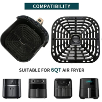 2 Pieces Durable Metal Air Fryer Grill Plate Square Grill Pan Tray Air Fryer Replacement Part for Instants 6QT Air Fryers