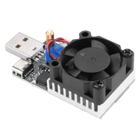 25W 3.7V~20V Electronic Load Power Discharge Tester USB/Type-C 0.15A~1.5A Adjustable Resistor Test Module with Cooling Fan
