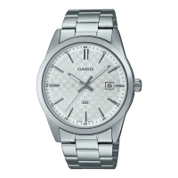 【CASIO 卡西歐】男錶 簡約指針錶 不鏽鋼錶帶 白面 日期顯示 生活防水 MTP-VD03(MTP-VD03D-7)