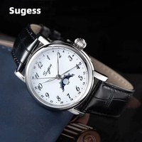 Sugess Automatic Watch of Men Original ST2108 Movement Sapphire Glass Moonphase Mechanical Wristwatches Luminous WaterResistant