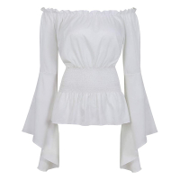 Renaissance Blouse Peasant Women Off Shoulder Sleeves Shirt Boho Steampunk Pirate Medieval Cosplay C