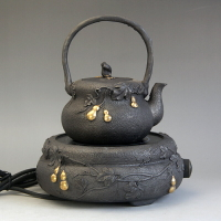 中式金葫蘆中國風鑄鐵壺無涂層手工養生鐵壺茶壺電陶爐鐵茶具套裝