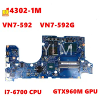 14302-1M 448.06B09.001M i7-6700 CPU GTX960M GPU Mainboard For ACER Aspire VN7-592 VN7-592G Laptop Motherboard tested OK Used