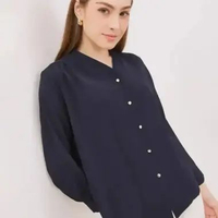 Urban Exchange Yudith Navy Blouse - Atasan Blouse Navy V-Neck XL Navy