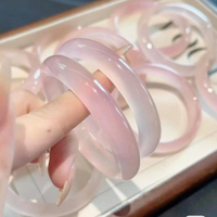 【現貨】冰種瑪瑙手鐲玉鐲玉手鐲粉色鐲子玉髓郁金香桃花粉手鐲少女手飾品【北歐家居生活】