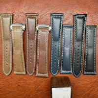 Genuine Leather Watch Band For Longines Pioneer Zulu Time Watch Strap Waterproof Bottom Bracelet 22mm