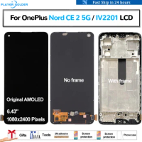 Original AMOLED For OnePlus Nord CE 2 5G IV2201 Pantalla lcd Display Touch Panel Screen Digitizer Assembly Repair Spare Parts