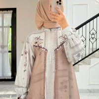 Anjani Store DRESS MALIKA MIX ORGANZA BY ANJANI STORE Busui Twill Uniqlo Mix Lace Premium Casual LD 