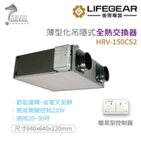 《樂奇》全熱交換器 HRV-150CS2/250CS2 高效過濾 省電超靜音 適用20-30坪/30-50坪
