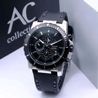 JAM TANGAN PRIA ALEXANDRE CHRISTIE AC 6141 / AC6141 LEATHER ORIGINAL Watches - silver black silver b