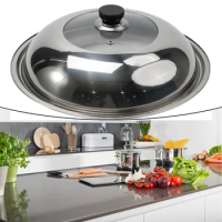 28/30/32/34/36/38CM Stainless Steel Visible Pot Lid Combined Tripod Wok Cover Kitchen Cookware Accessories Replacement
