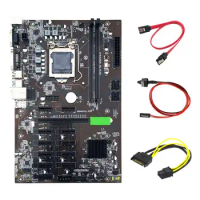 B250 BTC Mining Motherboard with SATA 15Pin to 6Pin Cable+SATA Cable+Switch Cable 12XGraphics Card Slot LGA 1151 DDR4