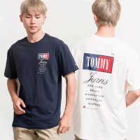 【Tommy Hilfiger】TOMMY JEANS 男版 前小後大方塊文字LOGO 短t 短袖上衣 T恤(新品 正品 平輸品)