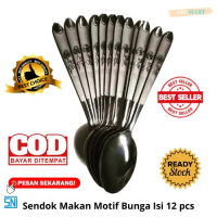 [BISA COD] PROMO Sendok Makan Motif Ukiran Bunga Isi 12 Sendok Bunga Stainless Tebal Anti Karat Berk