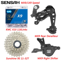 SENSAH MX9 1X9 Speed Groupset Trigger Shifter Lever Rear Derailleur 11-32T/36T/40T Cassette KMC X10 Chain Compatible SRAM