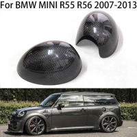 1 Pair For BMW Mini Cooper R55 R56 JCW 2007-2013 Real Carbon Fiber Car Rearview Mirror Case Cover Caps Trim Parts Accessories