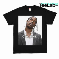 TeeLab HOT T-shrits T-Shirt Cocaine Travis scott - HItam cotton combed baju kaos Distro Pria Panjang
