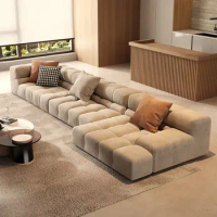 Matte cloth powder puff tofu block technology fabric sofa living room light luxury modern small apartment sofa