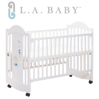 ( 美國 L.A. Baby) 達拉斯嬰兒床/搖擺中床/童床/原木床(白色)