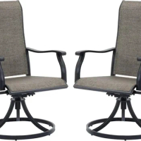Swivel Patio Chairs Set of 2, High Back Textilene Patio Dining Chairs for Lawn Garden, Black Frame,outdoor chair