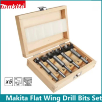Makita Flat Wing Drill Bits Set Woodworking Hole Opening Device Kit Electric Drill Bit For Wood Furniture Hole Punching Bits Set