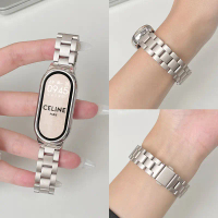 สายสแตนเลสสำหรับ Xiaomi Mi Band 10 สายสแตนเลสแบบสามเม็ด สายโลหะสำหรับ Xiaomi Mi Band 8/9