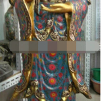 ---328+++59 Tibet Folk Fane bronze Copper cloisonne gild Kwan-Yin Guan Yin Buddha statue