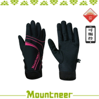 【Mountneer 山林 抗UV印花觸控手套/M《桃紅》】11G03-33/抗UV/觸控手套/手套/防曬手套/機車族