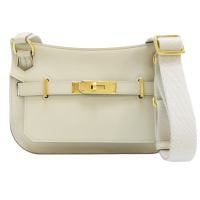 【二手名牌BRAND OFF】HERMES 愛馬仕 白色 Evercolor皮革 Jypsiere Mini 肩背包 B刻 金扣