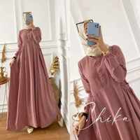 Baju Gamis Cika Airflow Crinkle Dress Pink
