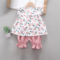 Bộ Đồ Hai Mảnh Hoa Mùa Hè, Cho Em Bé Gái Từ 1-5 Tuổi, Phong Cách Phương Tây, Tay Phồng Nhỏ Trang Phụ