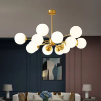 Modern LED Magic Bean Chandeliers Living Room Bedroom Ceiling Adjustable Glass Ball Hanging Lamps Dining Room Lighting Fixtures