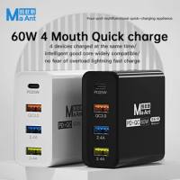 Ma ant Multifunctional usb fast charger Charge 60W Wall Charger Adapter For iPhone Samsung Xiaomi Huawei Quick Charging Adapter