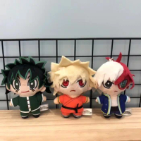 10cm Anime My Hero Academia Izuku Midoriya Katsuki Bakugou Shouto Todoroki Plush Pendant Keychain Toy Stuffed Dolls Gift