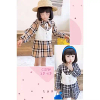 Dress Anak Perempuan Tartan Kotak Kotak outer rajut, baju anak korean style