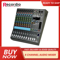GAX-GL8 8 Channel Blueteeth Digital Mixer Console Audio Professional Karaoke dj Controller/audio Console Mixer With USB